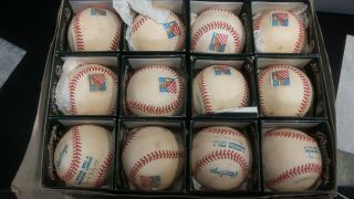 1 - Dozen American League Baseballs Gene Budig Each Have A 32¢ Stamp On Them