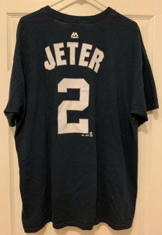 York Yankees Baseball Derek Jeter 2 Majestic Blue Jersey Shirt Men 