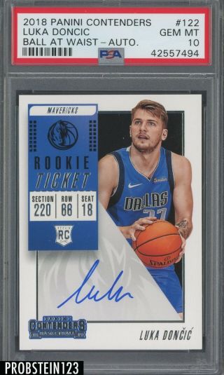 2018 Contenders Rookie Ticket At Waist Luka Doncic Rc Auto Psa 10 Gem
