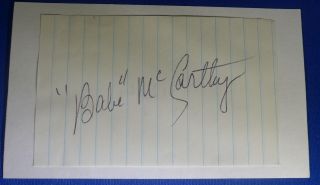 Babe Mccarthy Dec.  1975 Signed Autographed 3x5 Aba Coach 1967 - 75 Colonels Bucs,