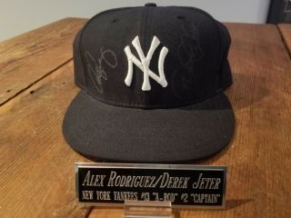 Derek Jeter Alex Rodriguez Autographed Baseball Hat York Yankees Steiner