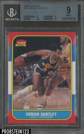 1986 - 87 Fleer Basketball Setbreak 21 Adrian Dantley Utah Jazz Bgs 9