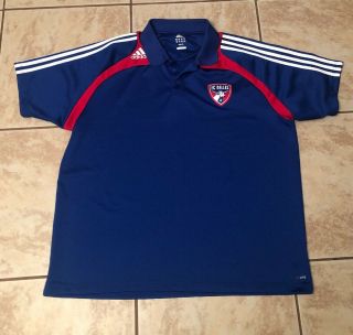 {LOT X 2} Adidas FC Dallas Soccer Blue Golf Polo Shirt Size 2XL XXL 5