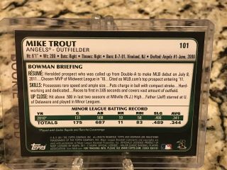 2011 Bowman Draft 101 Mike Trout RC Rookie Detailed Photos Minor Wear 6