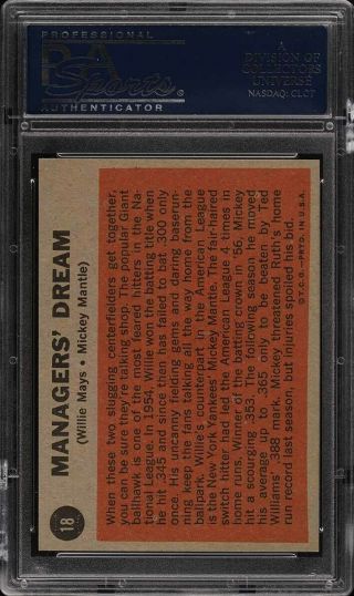 1962 Topps Mickey Mantle & Willie Mays MANAGERS DREAM 18 PSA 8 NM - MT (PWCC) 2