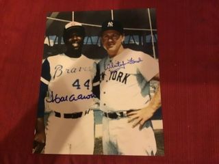 Hank Aaron And Whitey Ford Autographed 8x10 Photo.  Certified