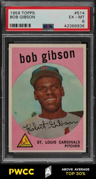 1959 Topps Bob Gibson Rookie Rc 514 Psa 6 Exmt (pwcc - A)