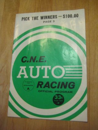 Vintage Official Program C.  N.  E.  Speedway Auto Racing Stock Car 1966 Toronto