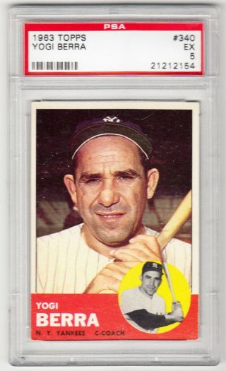 1963 Topps 340 Yogi Berra York Yankees Psa 5 Ex