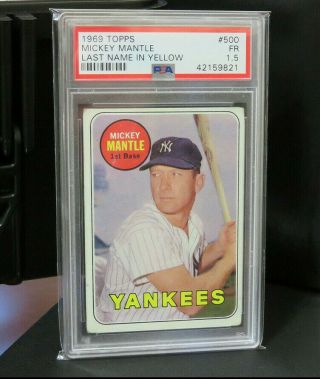 1969 Topps Mickey Mantle 500 Yl - Psa 1.  5 Fr - Iconic Hof Card