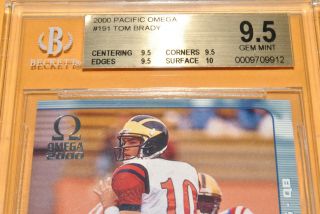 2000 Pacific Omega Tom Brady RC 191 BGS 9.  5 TRUE GEM Patriots GOAT 6 Rings 3