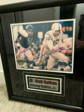 Johnny Unitas,  Dick Butkus Dual Signed Autographed 16x20 Photo Bears Colts