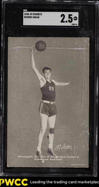 1948 Exhibits Basketball George Mikan Rookie Rc Sgc 2.  5 Gd,  (pwcc)