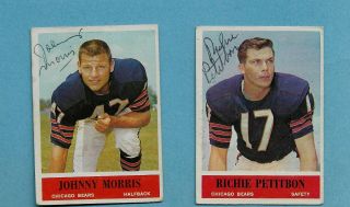 4 Signed Cards - 1963 Champion CHICAGO BEARS - FORTUNATO CAROLINE MORRIS PETITBON 3