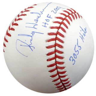 Rickey Henderson Autographed MLB Baseball A ' s With Stats Steiner SS037947 6