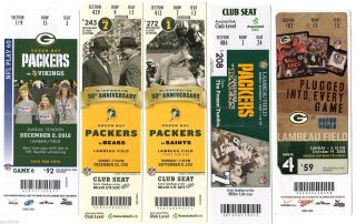 Late 2000s @ Green Bay Packers Full Ticket Stub - One Ticket