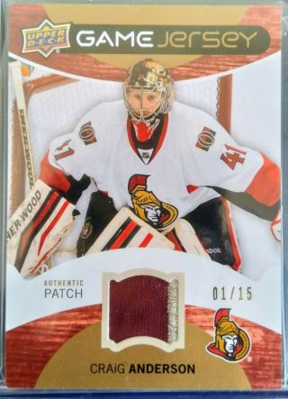 Craig Anderson 2012 - 13 Upper Deck Game Jersey Patch 01/15