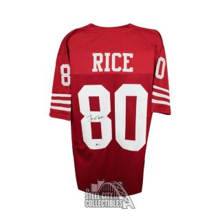 Jerry Rice Autographed San Francisco 49ers Custom Red Football Jersey - Bas