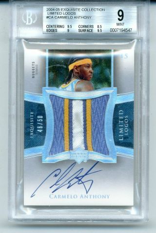 Carmelo Anthony 2004 - 05 Ud Exquisite Limited Logos Auto Patch 46/50 Bgs 9