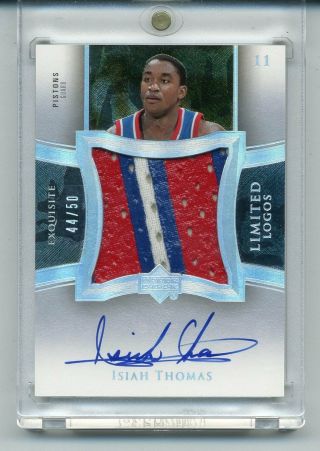Isiah Thomas 2004 - 05 Ud Exquisite Limited Logos On - Card Auto Patch 44/50