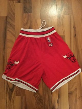 Vintage Chicago Bulls Red Champion Shorts Small 28 - 30 Michael Jordan