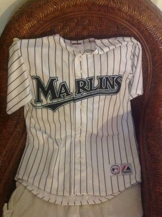 Vintage Majestic Florida Miami Marlins Mlb Dan Uggla 6 Baseball Jersey Size M