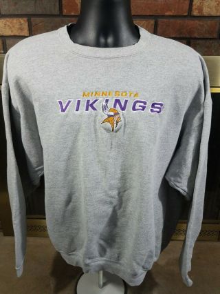 Vintage Minnesota Vikings Nfl Football Crewneck Sweatshirt Mens Size Xl Gray