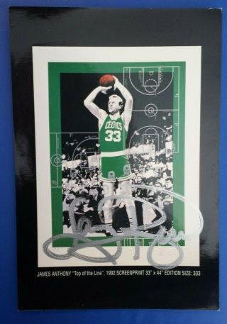 Larry Bird Auto Signed James Anthony " Top Of The Line " Litho Postcard In Person
