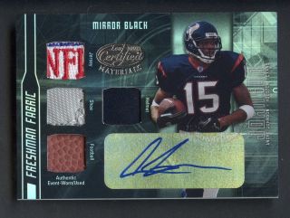 2003 Leaf Certified Mirror Black Andre Johnson Rc Nfl Shield Logo Patch Auto 1/1