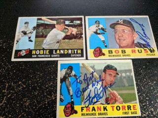 3 Signed 1960 Topps Cards For Duer
