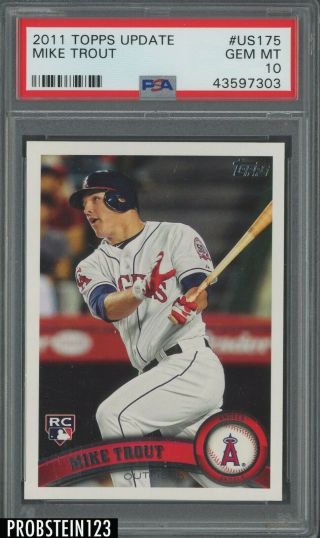 2011 Topps Update Us175 Mike Trout Angels Rc Rookie Psa 10 Gem 4