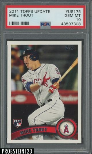 2011 Topps Update Us175 Mike Trout Angels Rc Rookie Psa 10 Gem 3