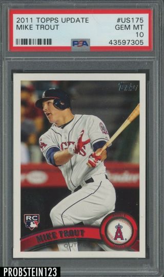 2011 Topps Update Us175 Mike Trout Angels Rc Rookie Psa 10 Gem 1