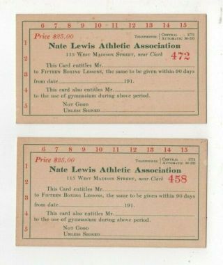 1910 Boxing Lessons Card,  Nate Lewis Athletic Association,  15 Lessons For $25