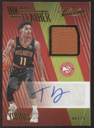 2018 - 19 Panini Absolute Trae Young Ink And Leather Ball Rc Auto /25