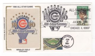 Chicago Cubs Wrigley Field All - Star Game Stamp Cover Cachet 1990 2001 Lou Gehrig