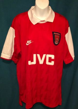 Vintage Nike Arsenal Jvc Soccer Jersey The Gunners 90s (?) Retro Premier Large L