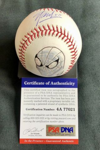 Stan Lee Signed Baseball Spider - Man Sketch Psa Authentic Marvel Auto Signature