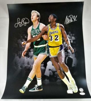 Magic Johnson Larry Bird Dual Signed 16x20 Photo Lakers Celtics Hof Jsa