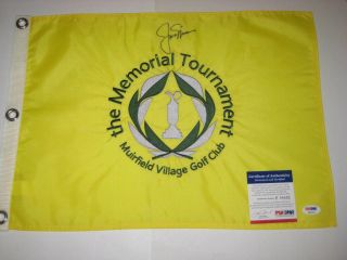 Jack Nicklaus Signed Memorial Tournament Embroidered Pin Flag,  Psa