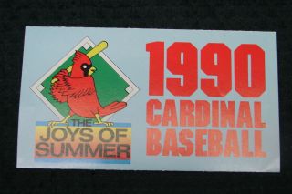 Opc 1990 St Louis Cardinal Baseball Promotional Foldout Pocket Schedule 17 " Long
