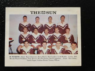 1967 The Sun Newspaper Penrith Panthers Rugby League Team Card Nswrfl Nrl
