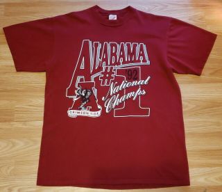 Alabama Crimson Tide 1992 National Champions T - Shirt Size Xl