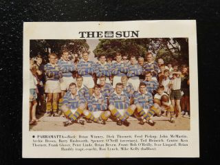 1967 The Sun Newspaper Parramatta Eels Rugby League Team Card Nswrfl Nrl