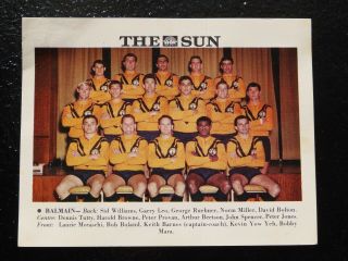 1967 The Sun Balmain Tigers Rugby League Team Card Nswrfl Nrl West Tigers