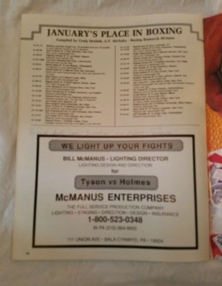 Official Boxing Program Tyson vs Holmes January 22,  1988 @ Trump Plaza 4