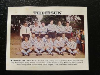 1967 The Sun Cronulla Sutherland Sharks Rugby League Team Card Nswrfl Nrl
