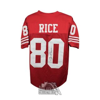 Jerry Rice Autographed San Francisco 49ers Custom Red Football Jersey - Jsa