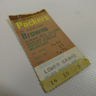 Green Bay Packers Vs Cleveland Browns Ticket Stub 1967 County Stadium Milwaukee