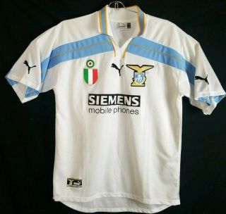 S.  S.  Lazio Puma Men Xlarge Vintage Football Shirt Away 2000/2001 Soccer Jersey